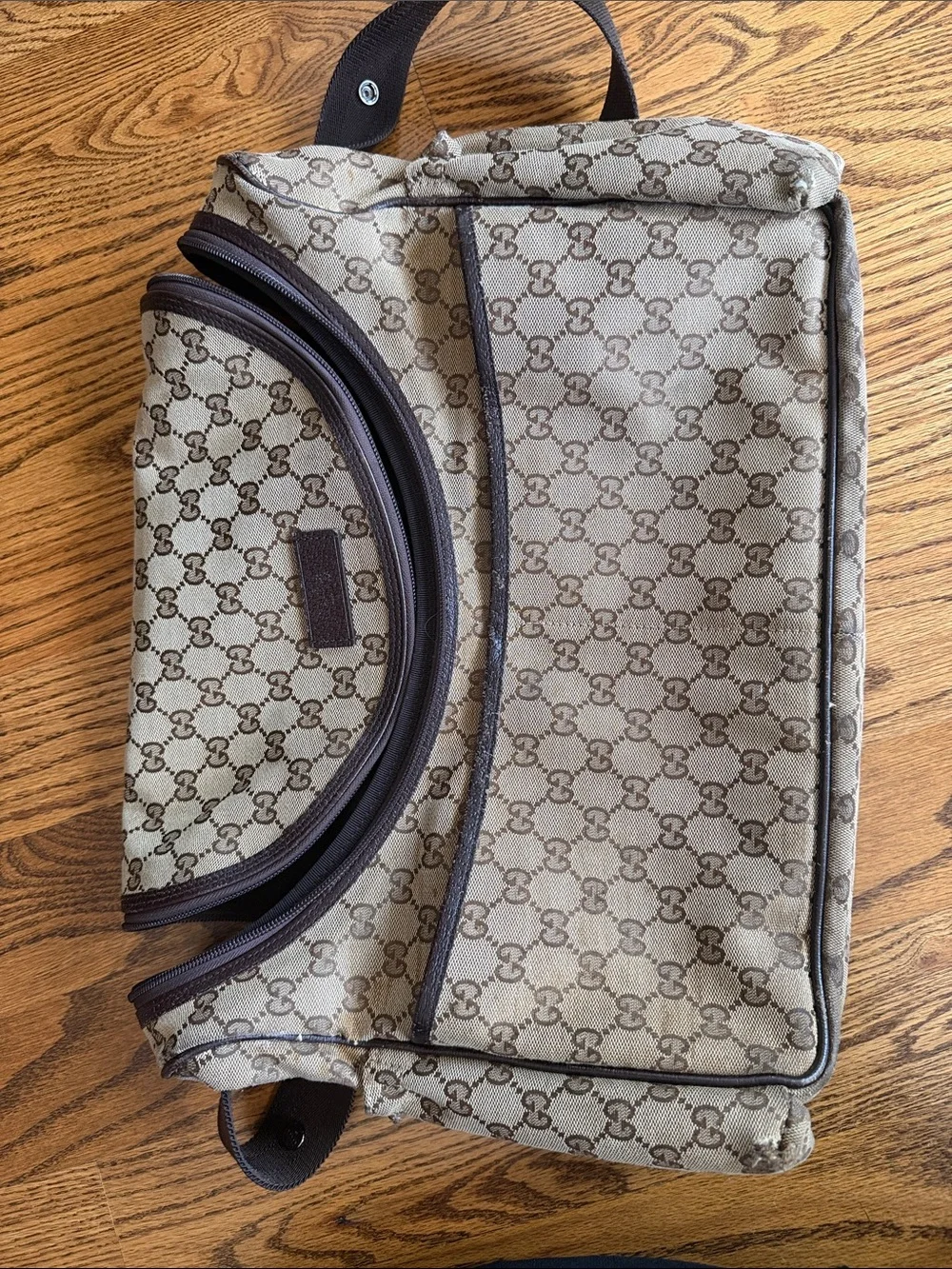 Gucci Beige & Brown GG Monogram Shoulder Bag